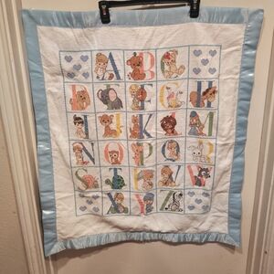 Precious Moments Cross Stitch Alphabet Sampler Wall Hanging Blanket 30" X 34"